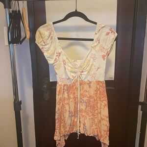 Floral Boho Dress with Ruched Front